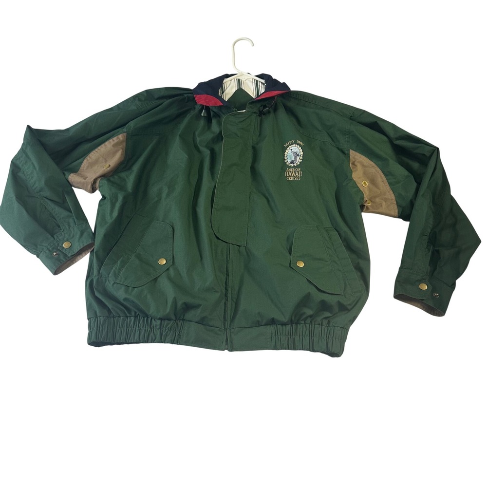 Vintage WinnerMate Sportswear Green American Hawaii Cruises Bomber Jacket Large